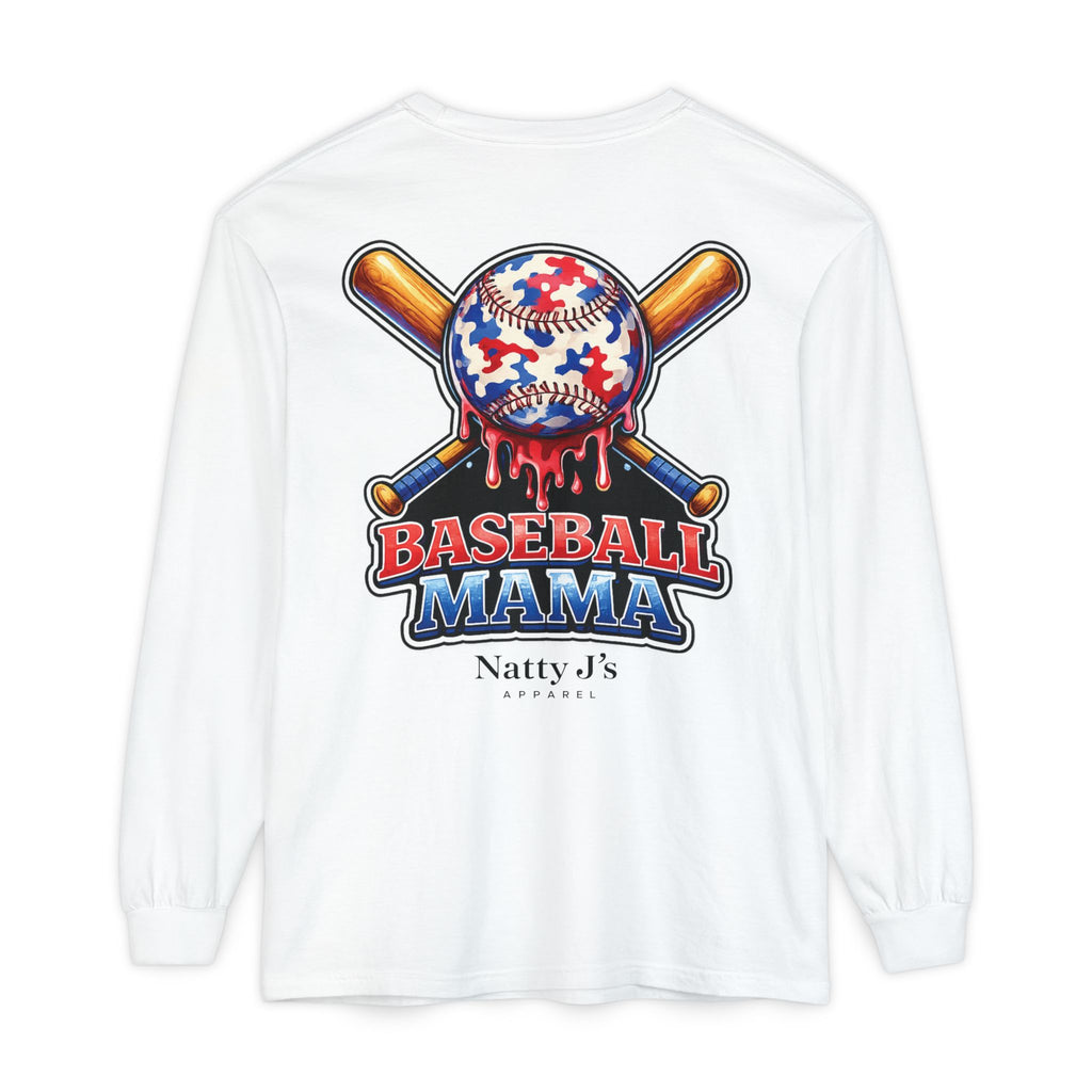 Patriotic Baseball Mama Long Sleeve T-Shirt