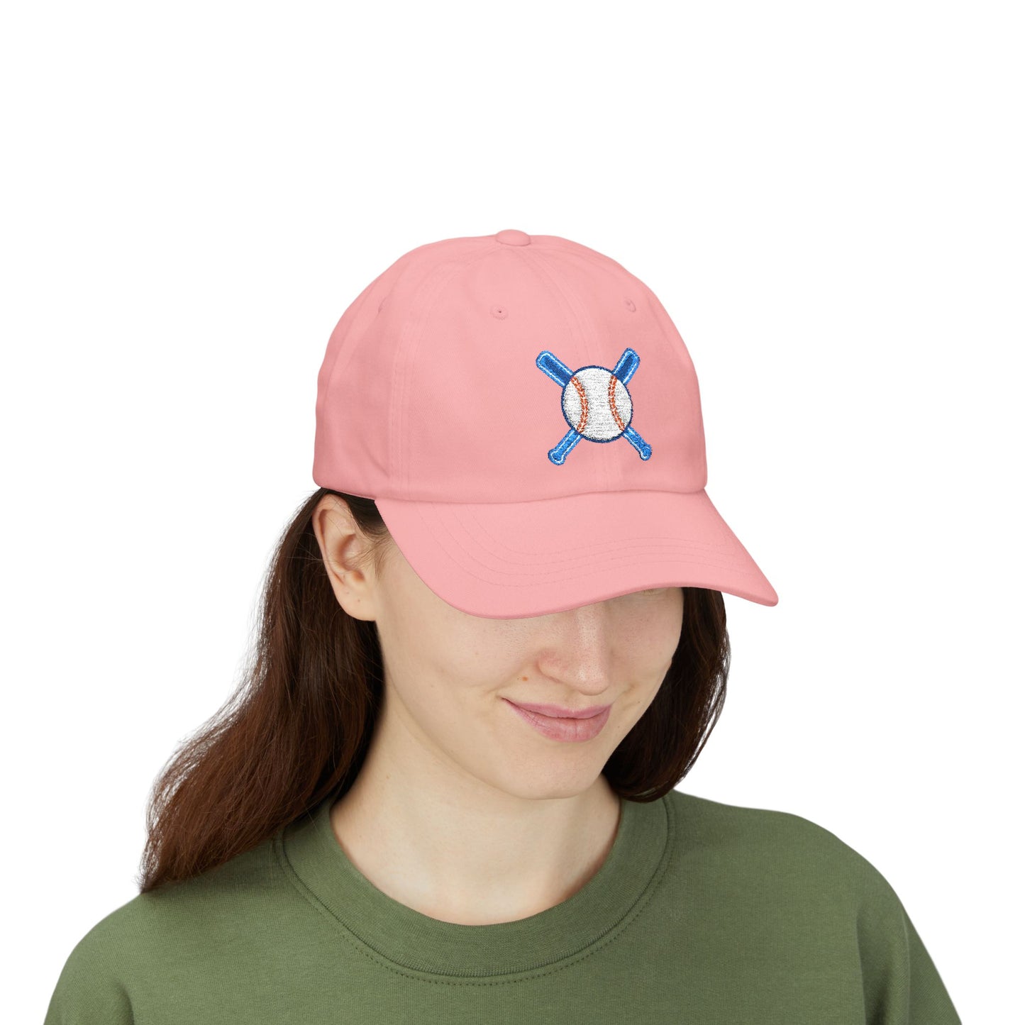 Embroidered Baseball Cap with Bat and Ball Design