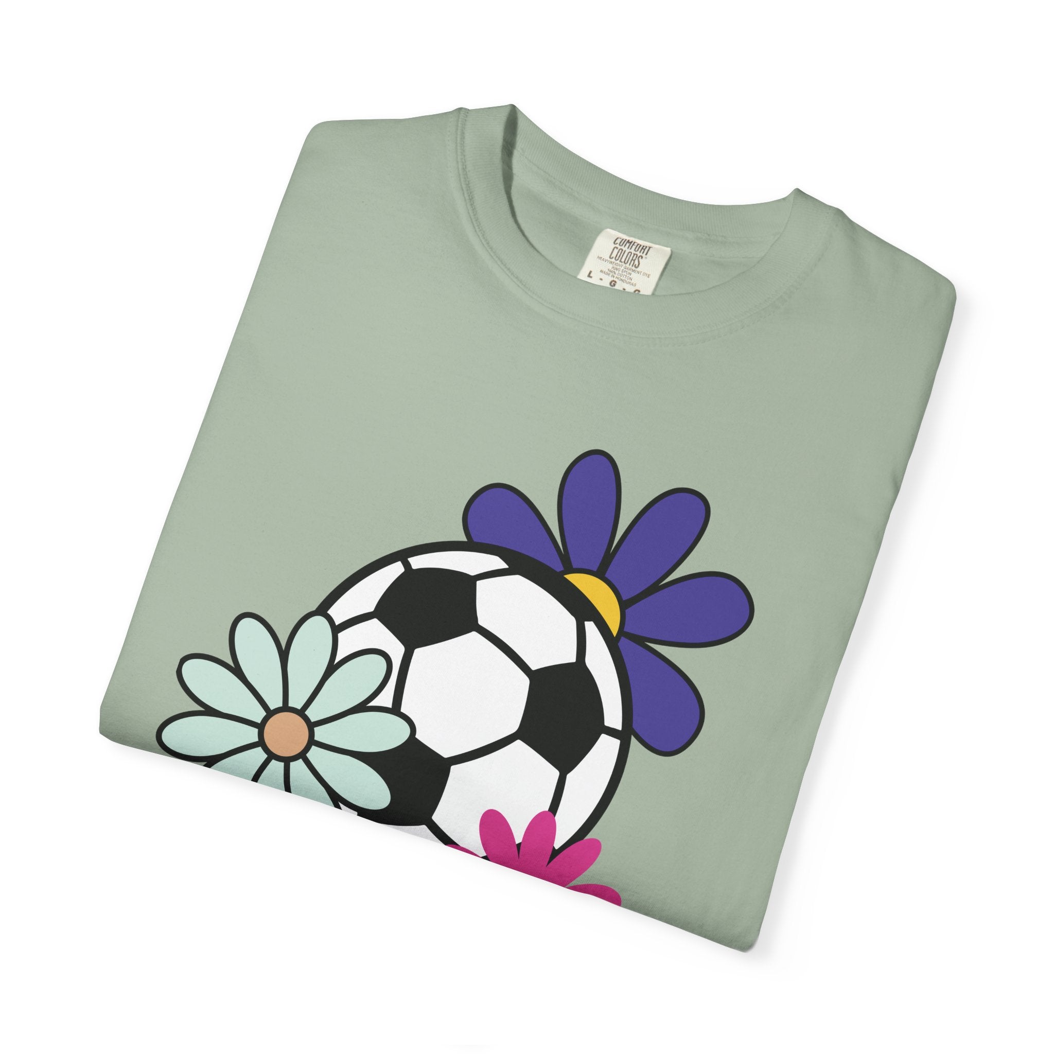 Groovy Flower Soccer Unisex Short Sleeve Cotton Comfort Colors Causal Sportswear T-Shirt, Summer, Sports, Bright