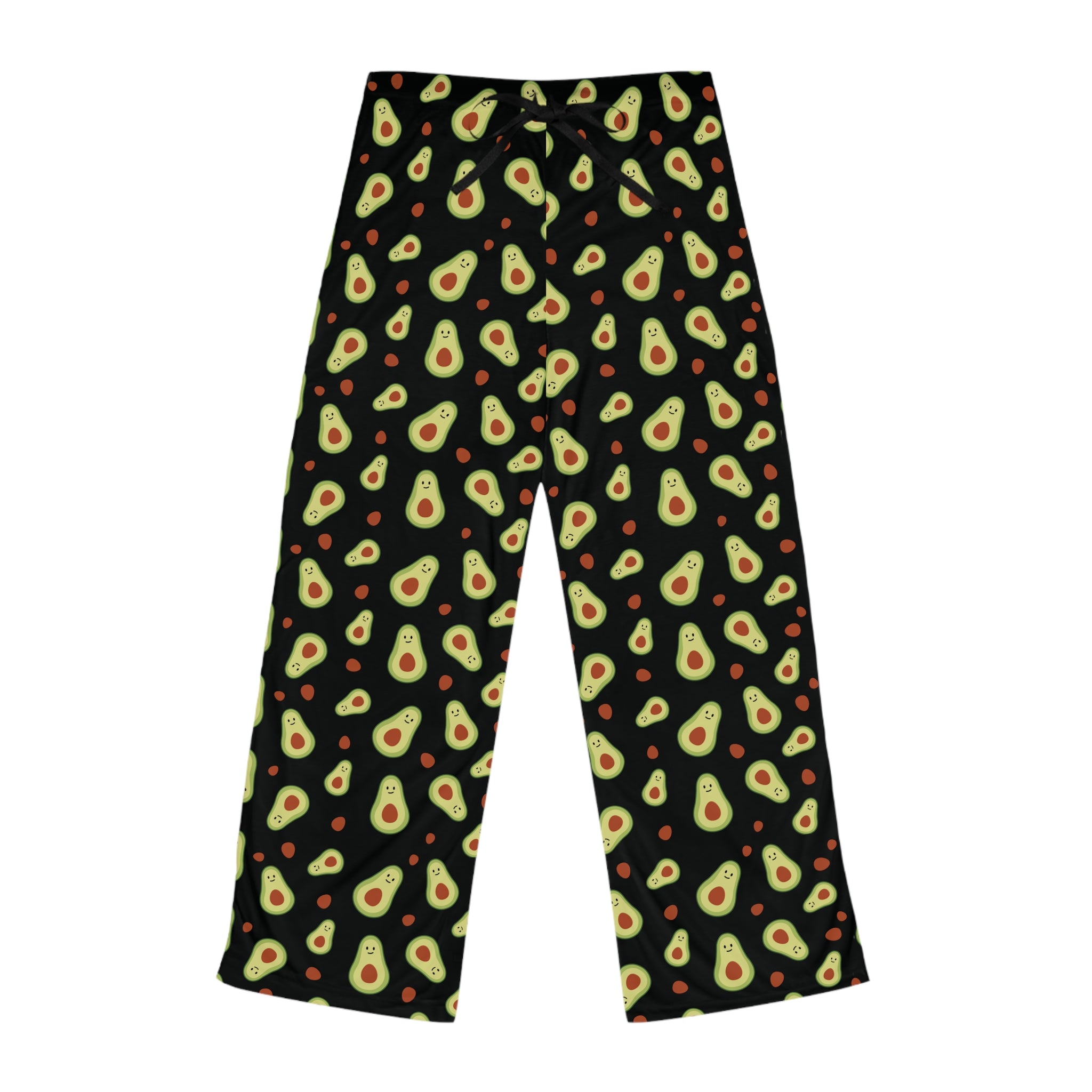 Avocado Print Women’s Pajama Pants — Cute Black AOP Lounge Sleepwear