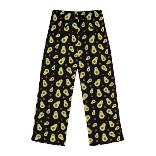 Avocado Print Women’s Pajama Pants — Cute Black AOP Lounge Sleepwear
