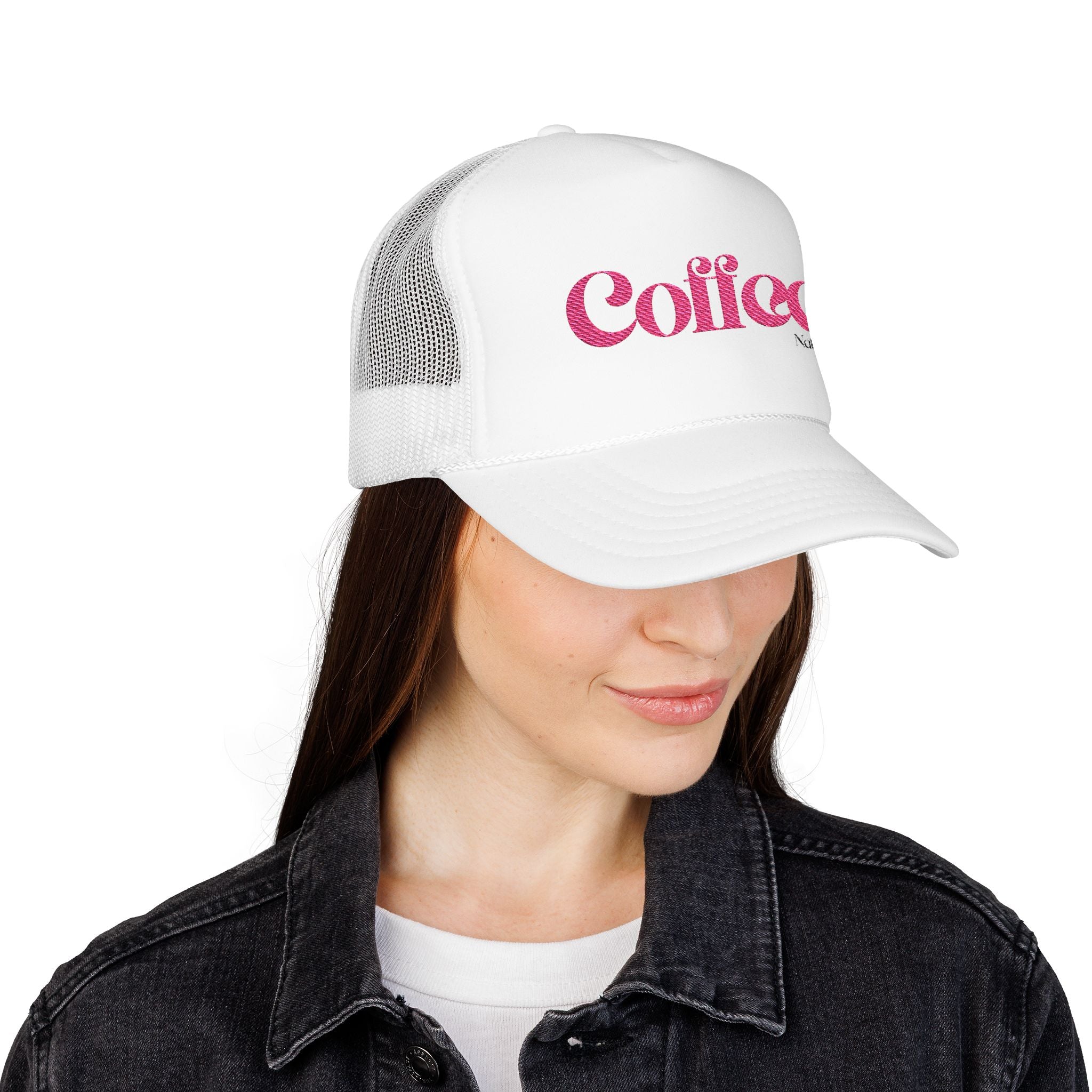 Coffee Text Embroidered Snapback Trucker Hat