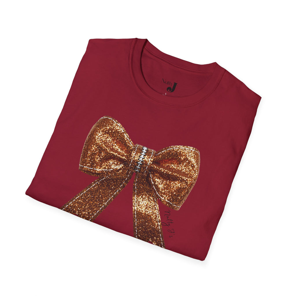 Sparkling Football Bow Womens Unisex Softstyle Cotton T-Shirt