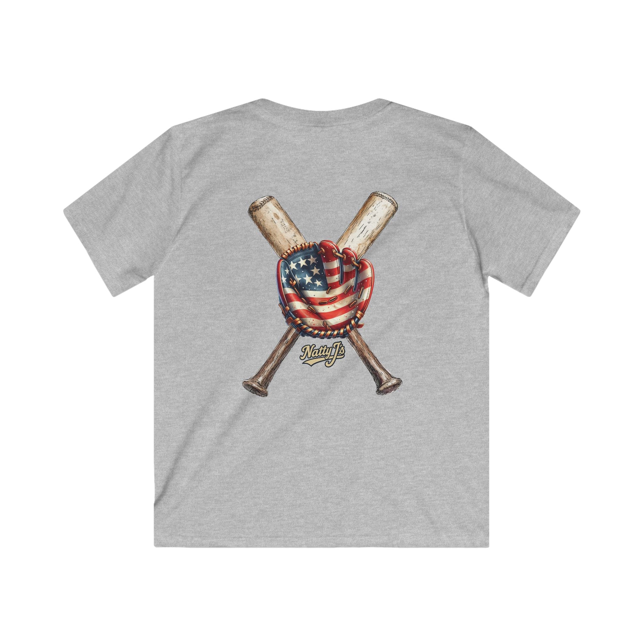 Patriotic Kids Softstyle Tee with Baseball Design