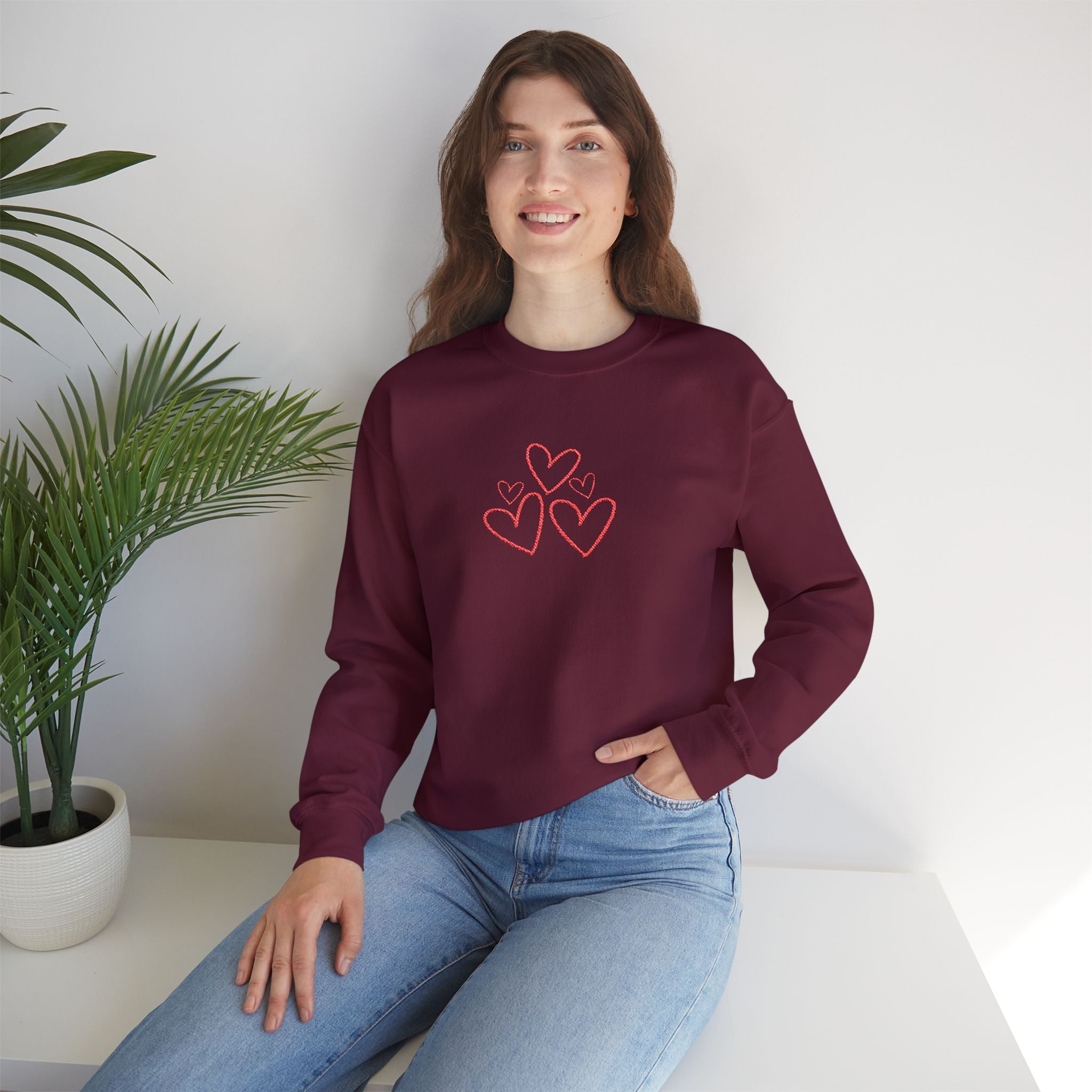Natty J’s Apparel Minimalist Embroidered Heart Crewneck Sweatshirt