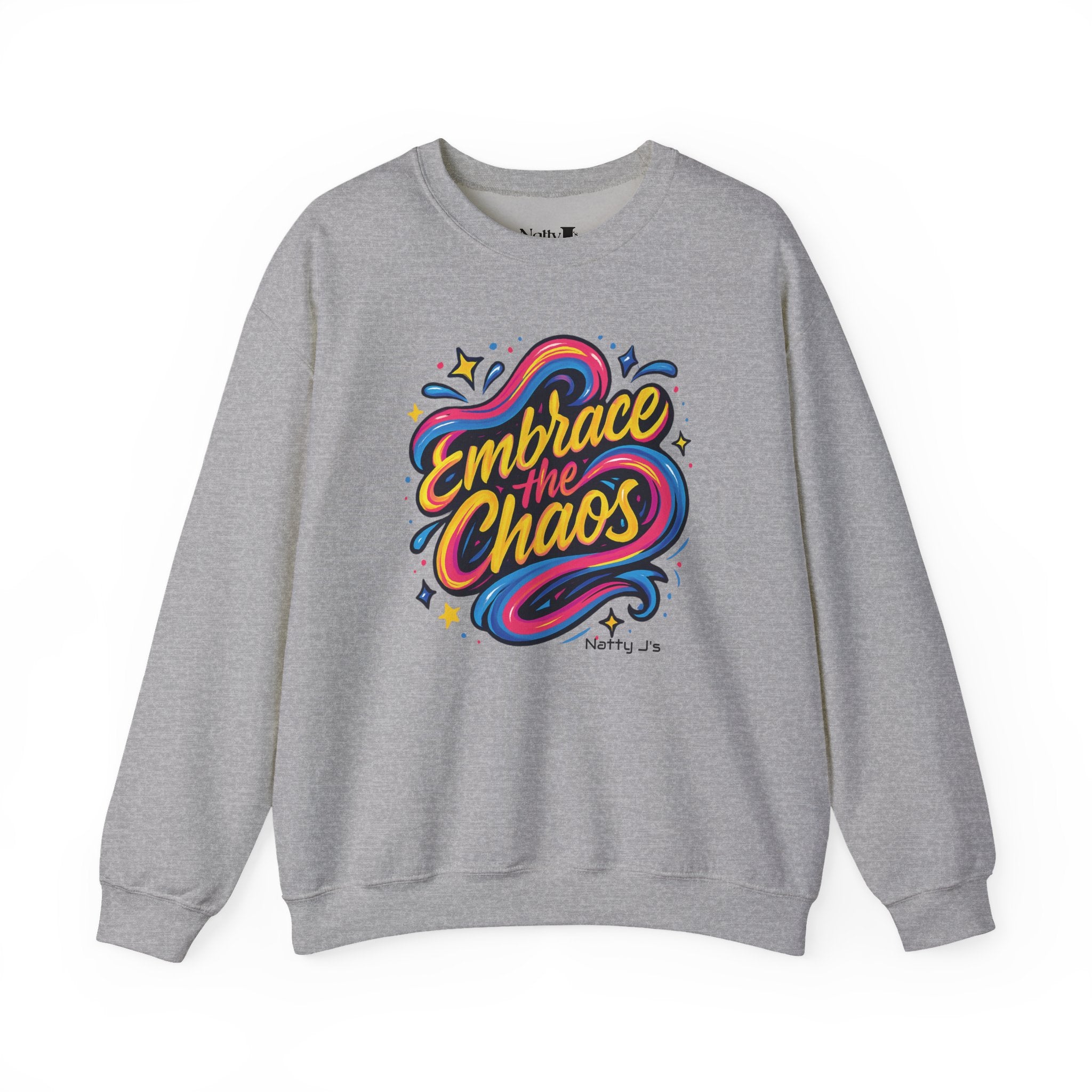 " Embrace the Chaos" Vibrant, Bright, Colorful, Soft Cotton Blend Unisex Heavy Blend™ Crewneck Sweatshirt