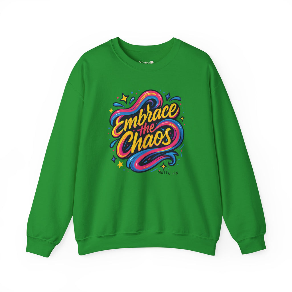 " Embrace the Chaos" Vibrant, Bright, Colorful, Soft Cotton Blend Unisex Heavy Blend™ Crewneck Sweatshirt