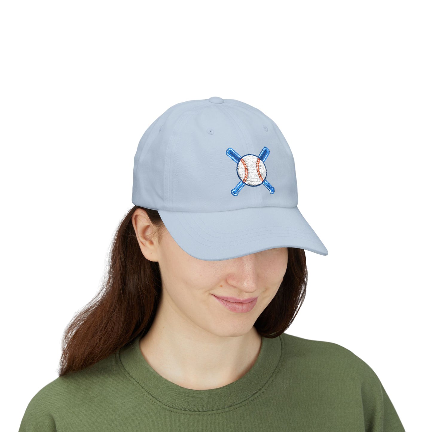 Embroidered Baseball Cap with Bat and Ball Design