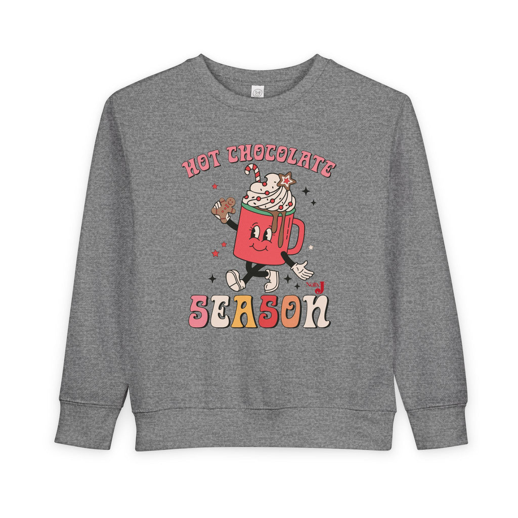 Toddler Hot Chocolate Season Sweatshirt – Cute Winter Cocoa Shirt for Kids – Christmas Hot Cocoa Graphic Crewneck – Cozy Holiday Outfit for Toddlers