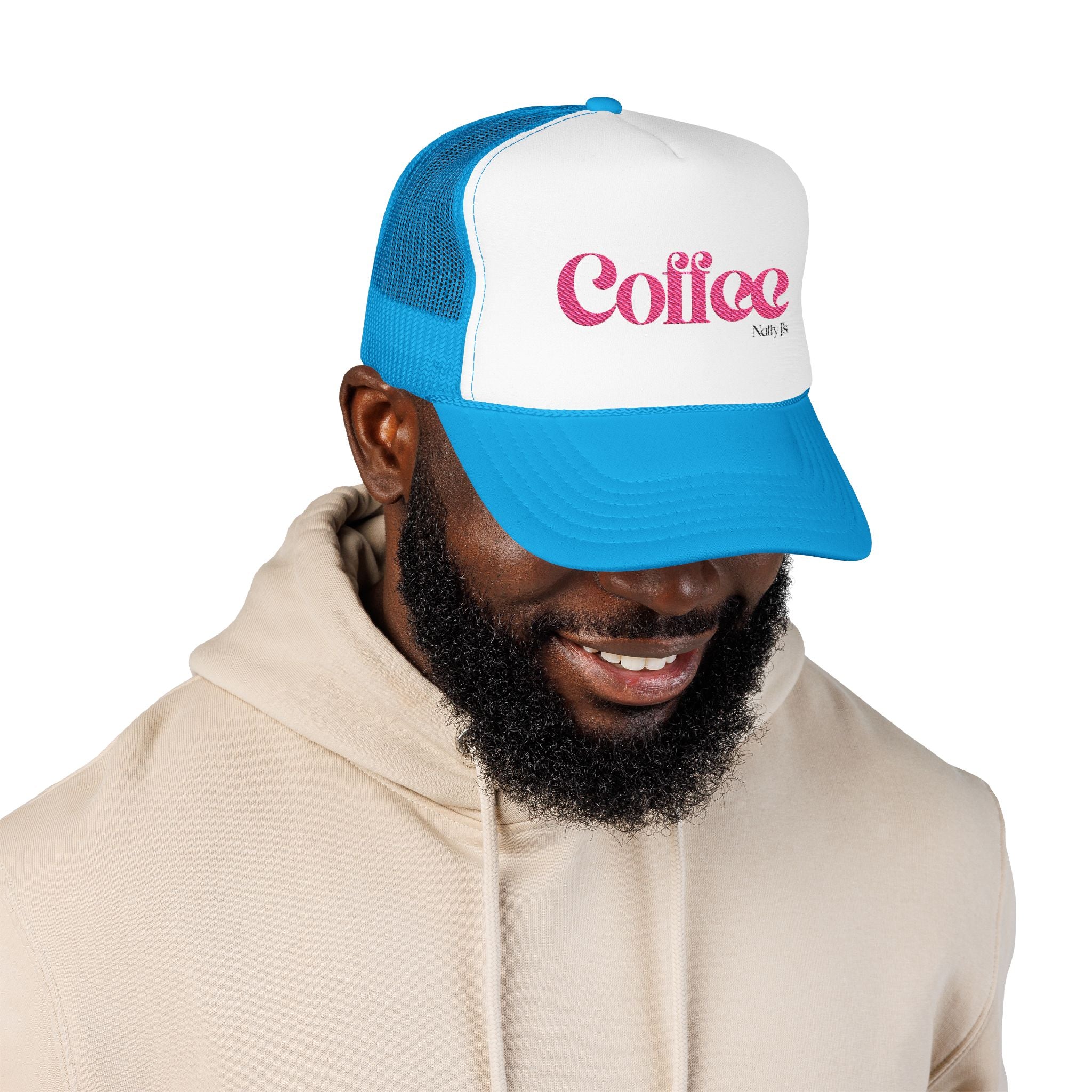 Coffee Text Embroidered Snapback Trucker Hat