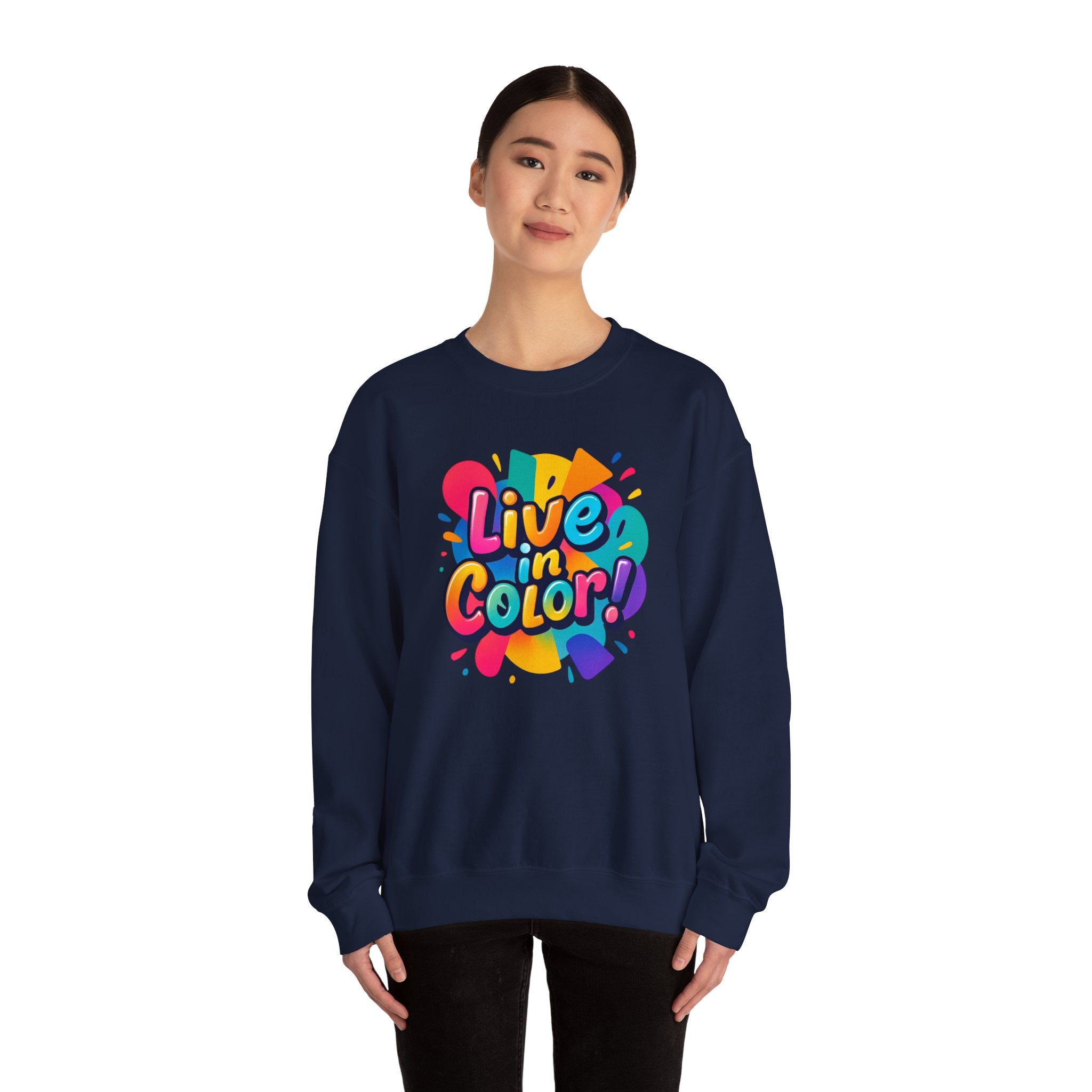 Live in Color, Vibrant, Colorful, Party, Celebration, Unisex Heavy Blend™ Crewneck Sweatshirt