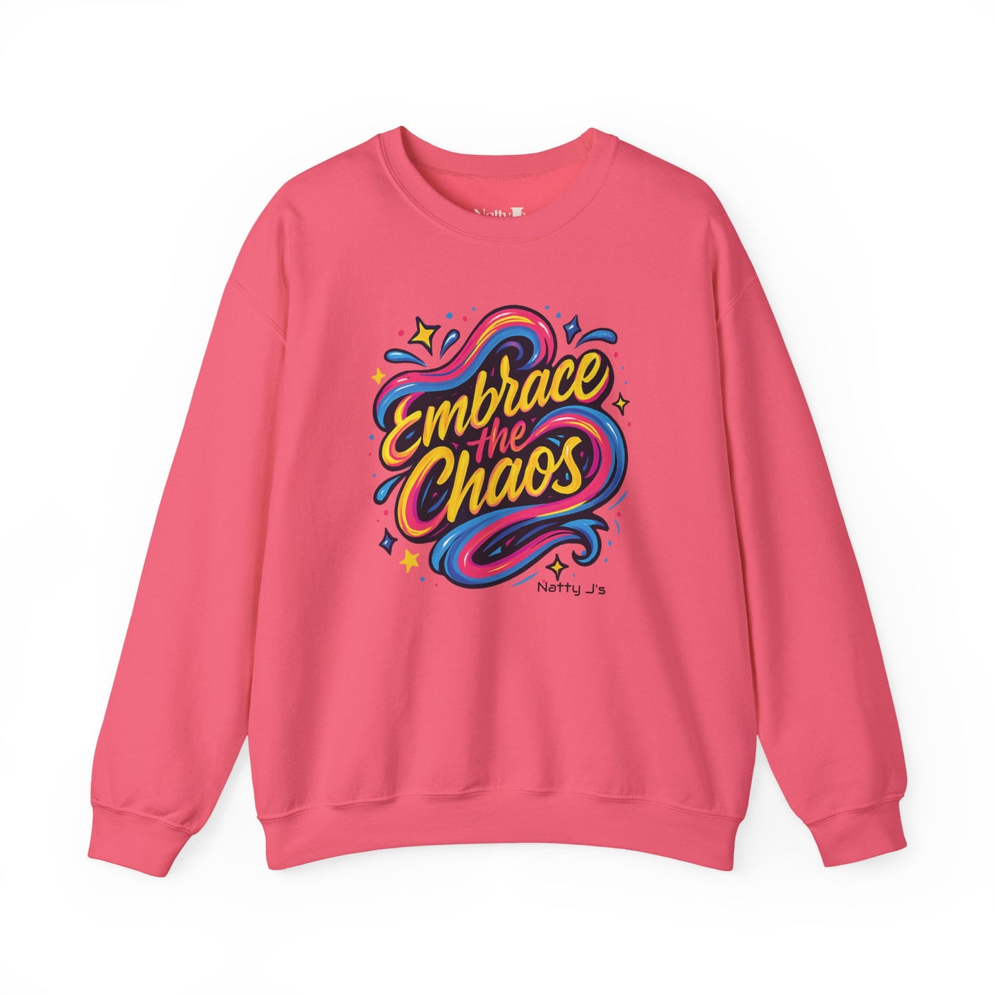 " Embrace the Chaos" Vibrant, Bright, Colorful, Soft Cotton Blend Unisex Heavy Blend™ Crewneck Sweatshirt