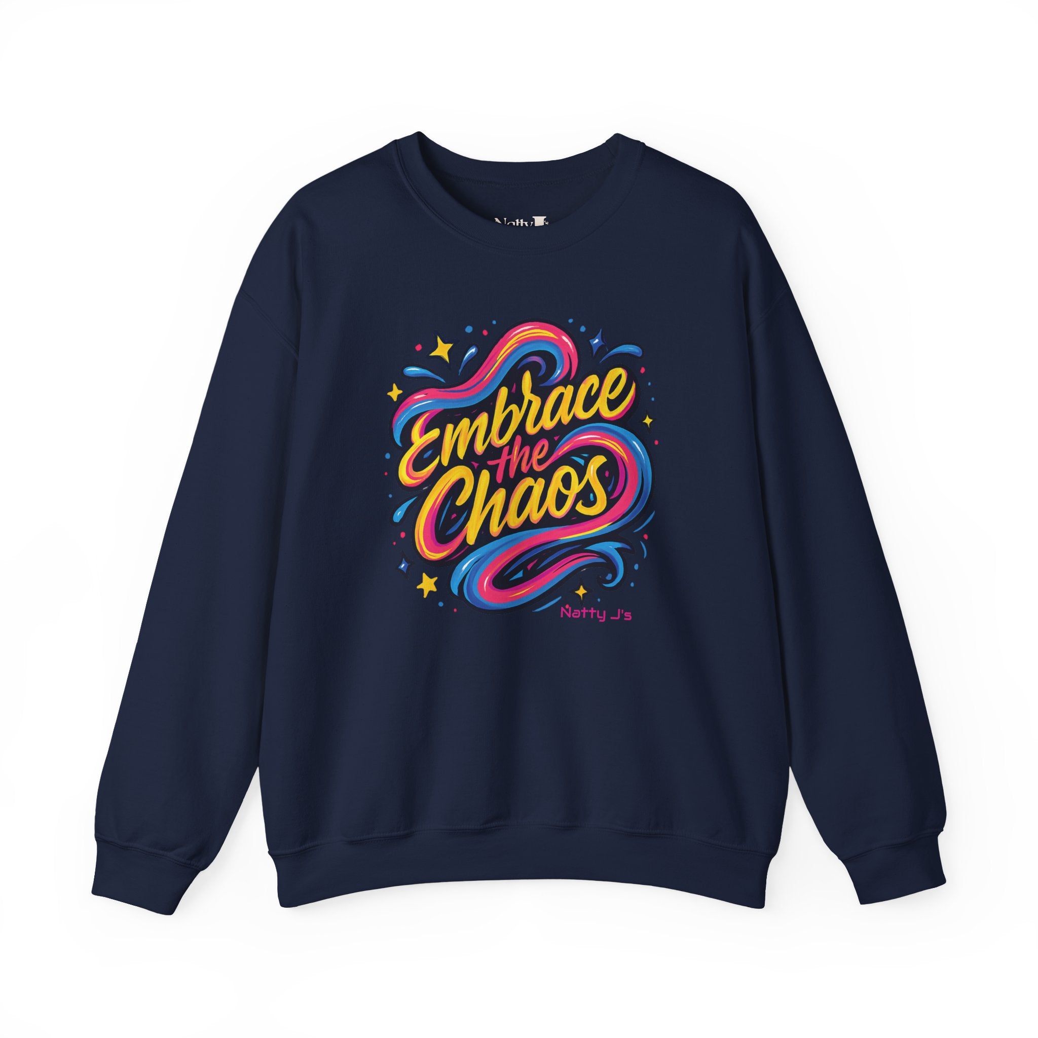 " Embrace the Chaos" Vibrant, Bright, Colorful, Soft Cotton Blend Unisex Heavy Blend™ Crewneck Sweatshirt