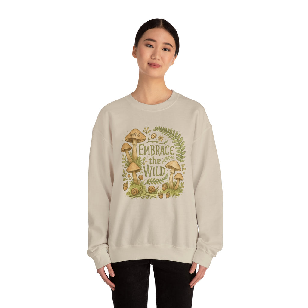 Embrace the Wild Whimsical Mushrooms Nature Style Unisex Heavy Blend™ Crewneck Sweatshirt