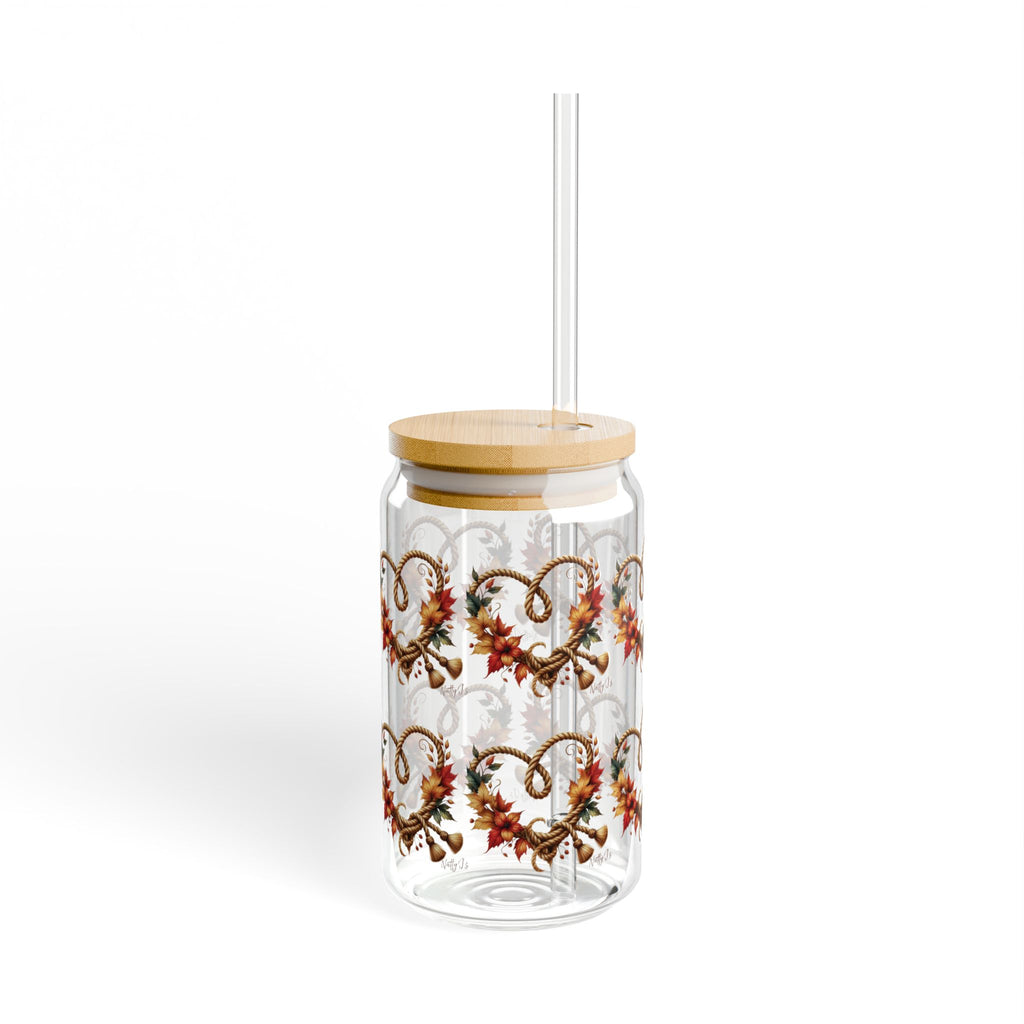 Rustic Floral 16oz Sipper Glass with Bamboo Lid