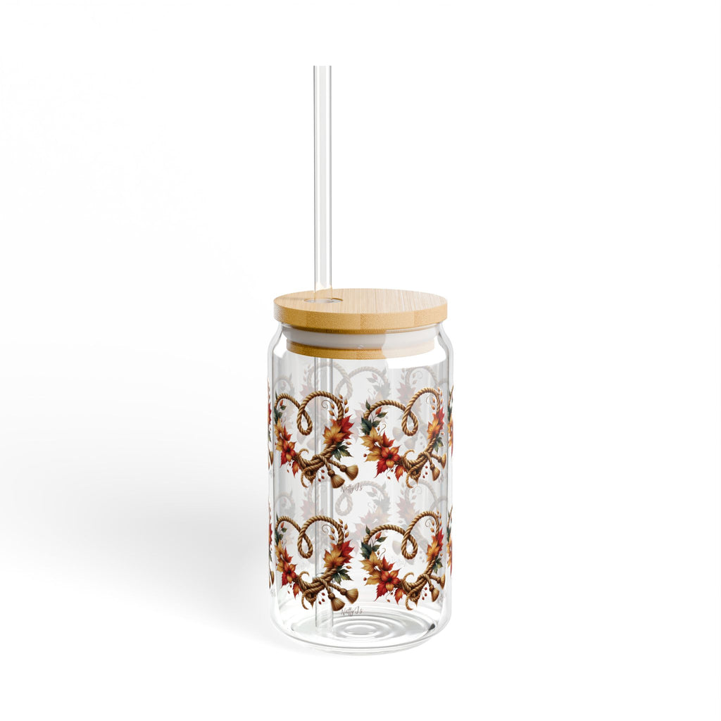 Rustic Floral 16oz Sipper Glass with Bamboo Lid