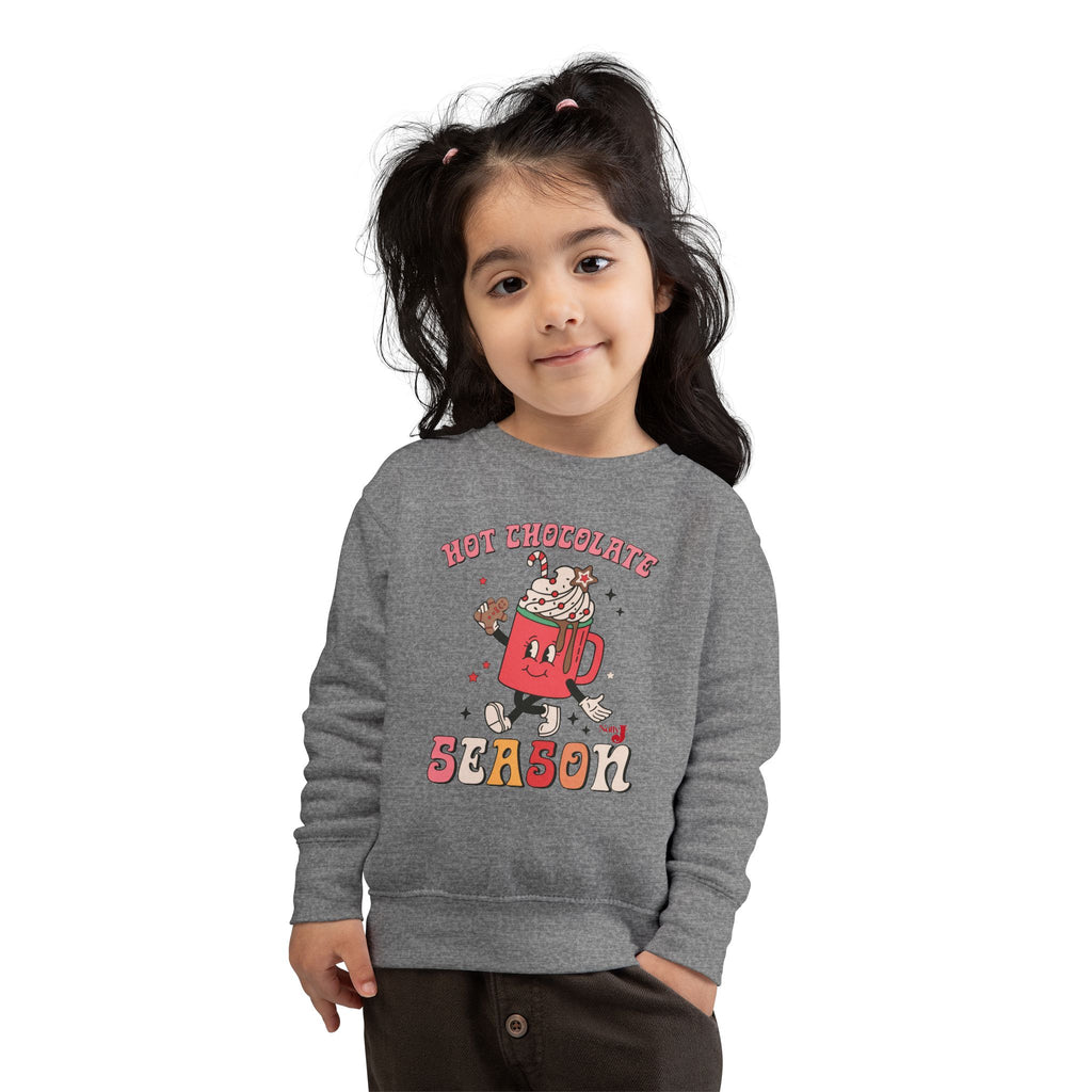 Toddler Hot Chocolate Season Sweatshirt – Cute Winter Cocoa Shirt for Kids – Christmas Hot Cocoa Graphic Crewneck – Cozy Holiday Outfit for Toddlers