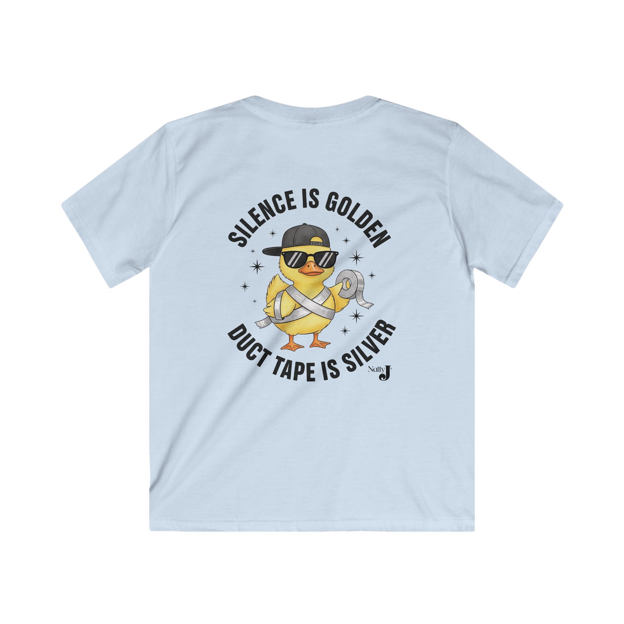 Silence Is Golden Duct Tape Is Silver Youth Shirt | Funny Duck Graphic Tee for Boys | Sarcastic Kids Graphic T-Shirt