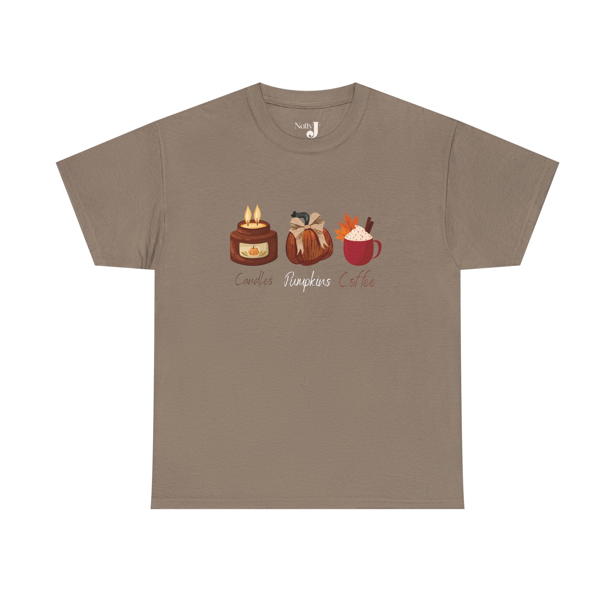 Candles Pumpkins Coffee Tee