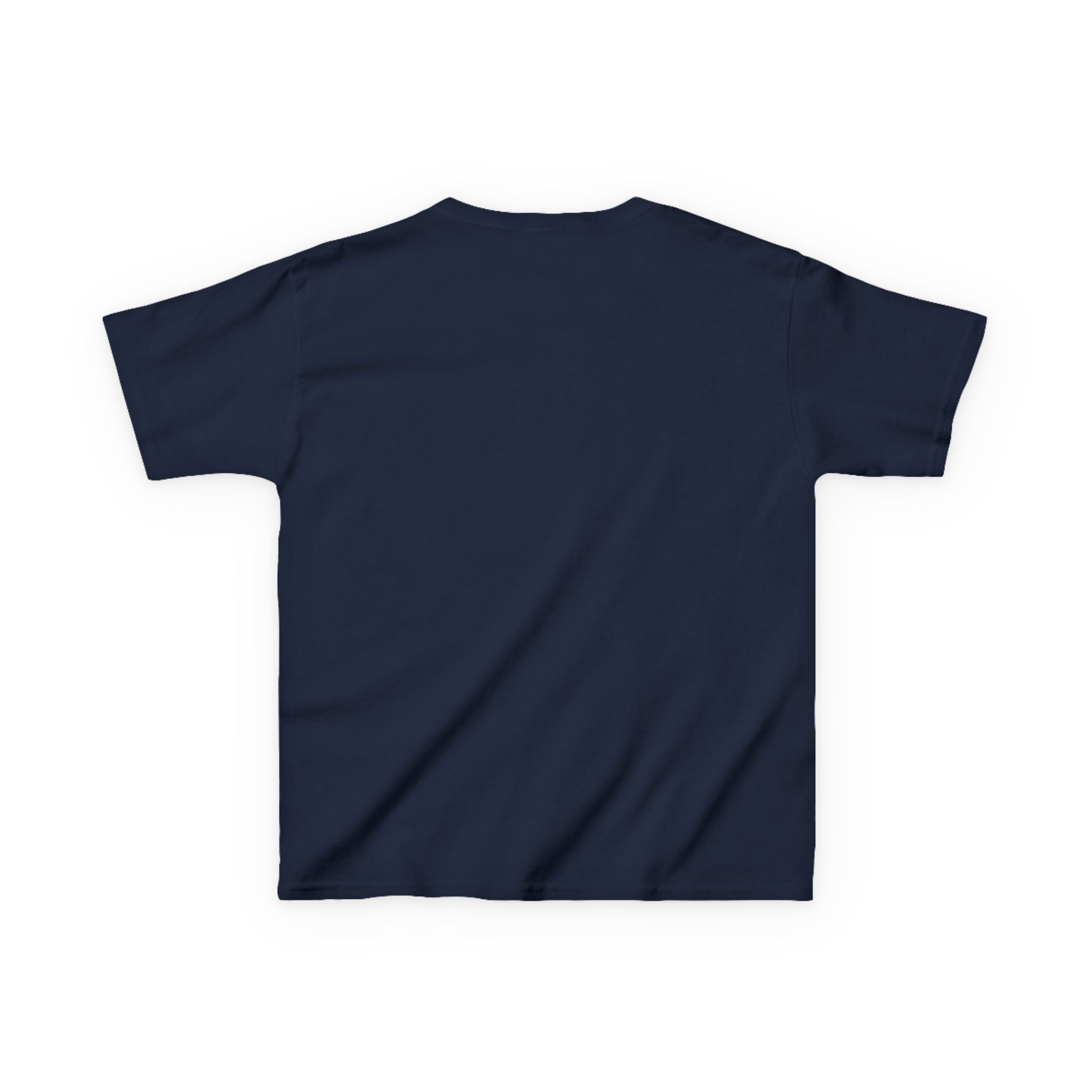 Navy blue t-shirt on a white background
