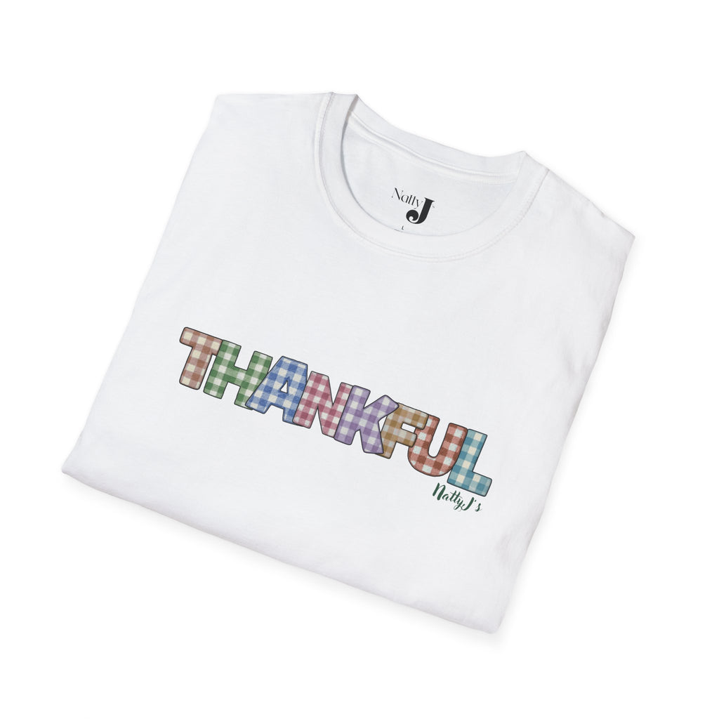 Thankful Unisex Softstyle T-Shirt, Cozy Gratitude Tee, Minimalist Fashion Shirt, Thanksgiving Apparel, Everyday Wear