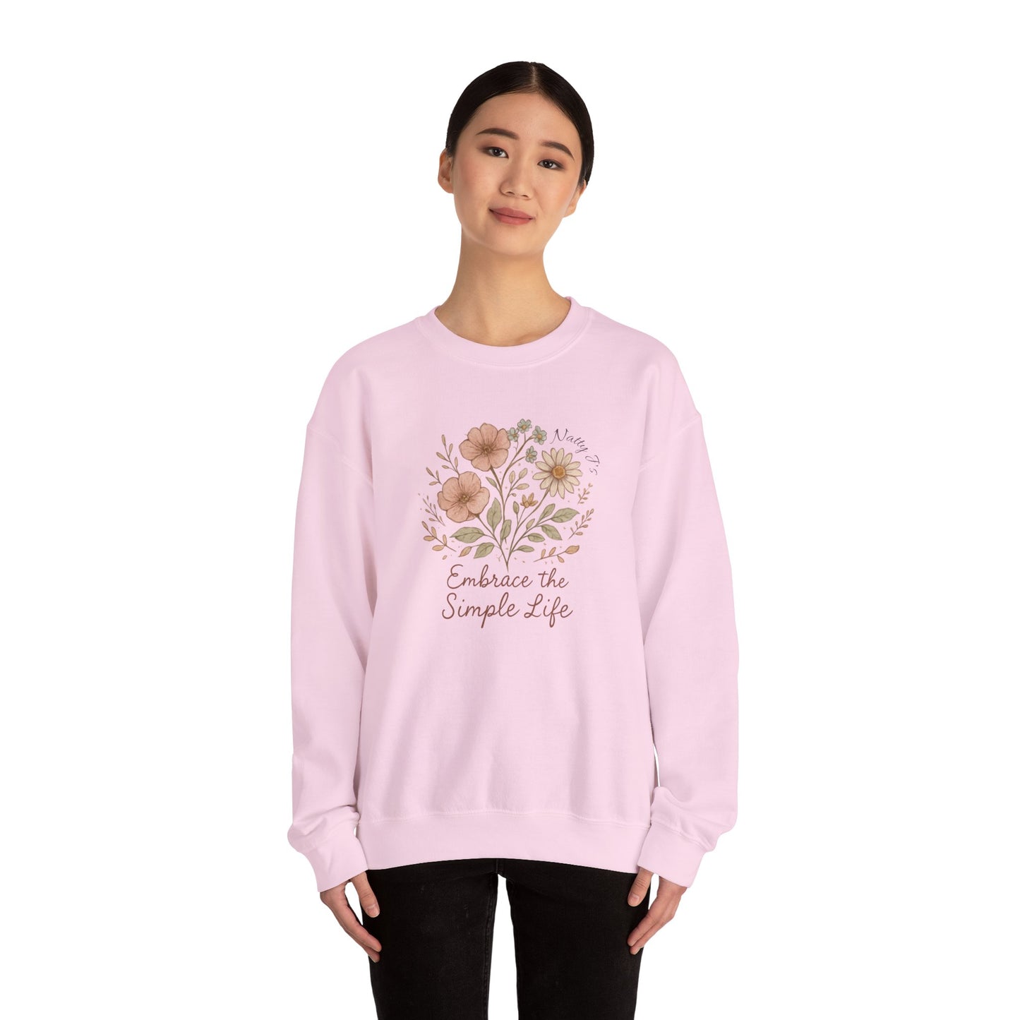 Embrace the Simple Life Sweatshirt – Floral Cottagecore Crewneck Pullover | Natty J’s Cozy Boutique Apparel