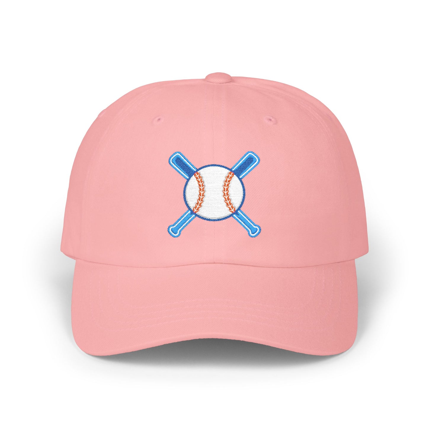 Embroidered Baseball Cap with Bat and Ball Design