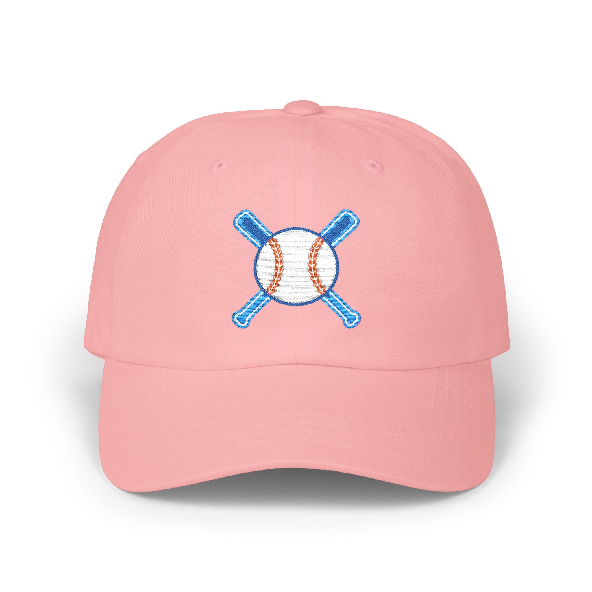 Embroidered Baseball Cap with Bat and Ball Design