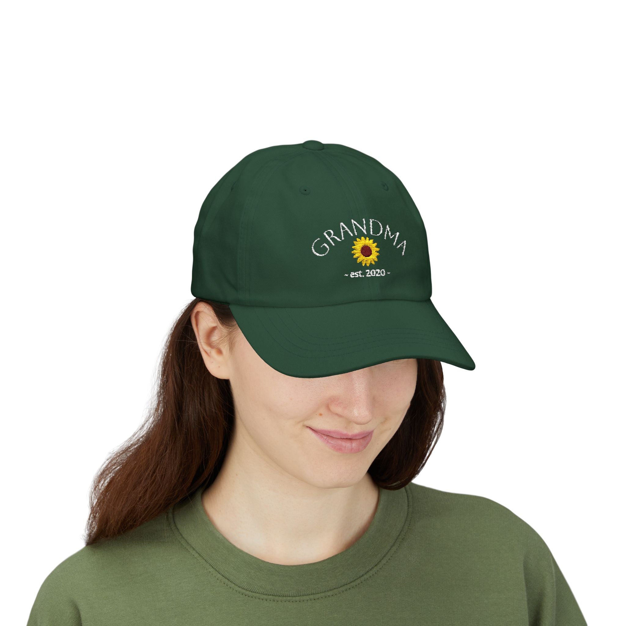 Customizable Grandma Est. 2020 Sunflower Dad Cap