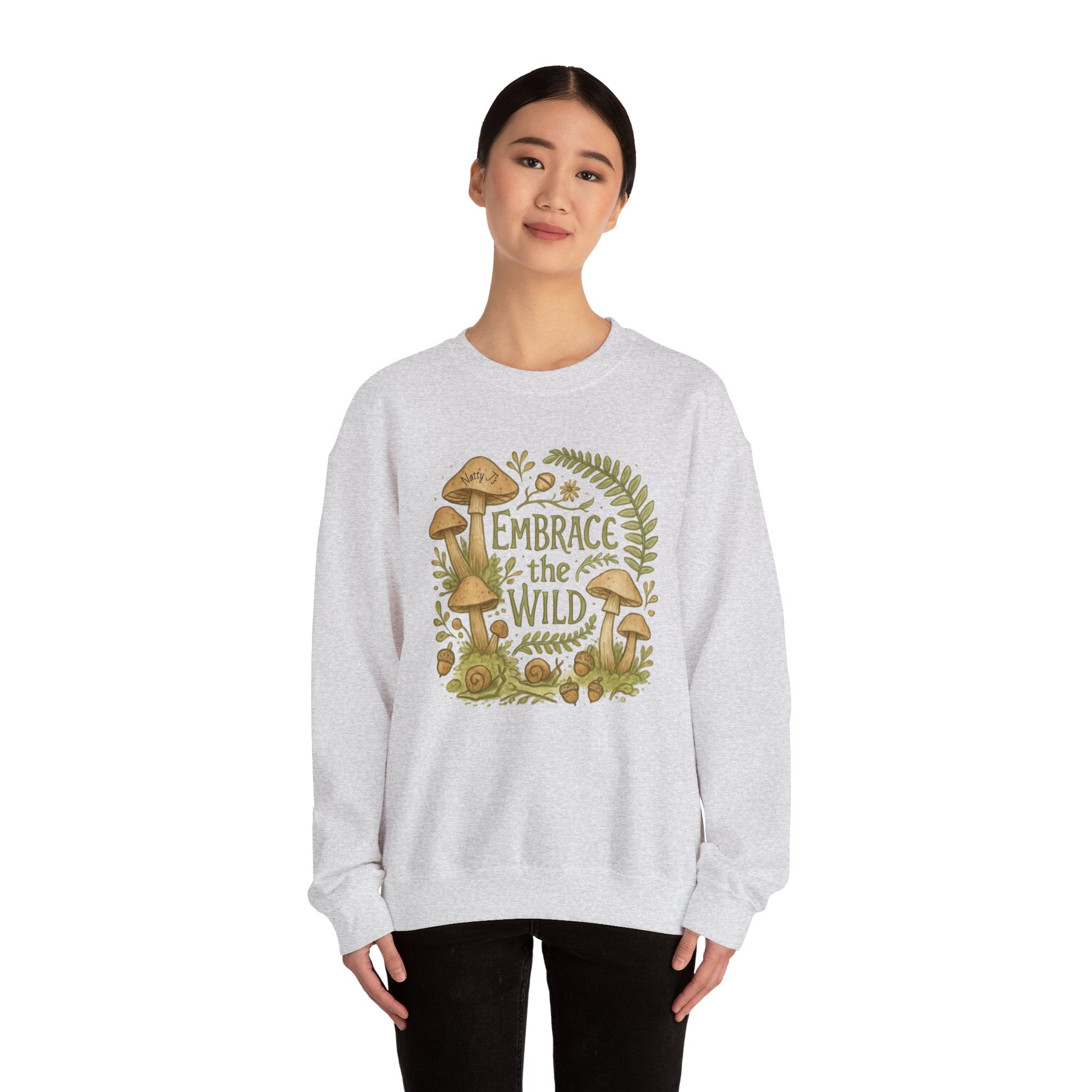 Embrace the Wild Whimsical Mushrooms Nature Style Unisex Heavy Blend™ Crewneck Sweatshirt