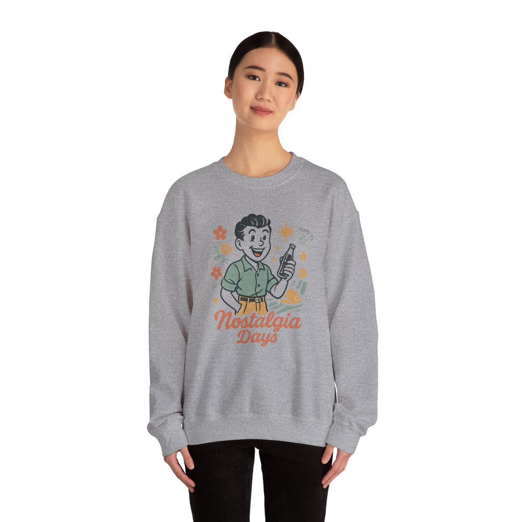 Vintage Nostalgia Days Sweatshirt – Retro Graphic Crewneck Pullover | Natty J’s Cozy Unisex Apparel