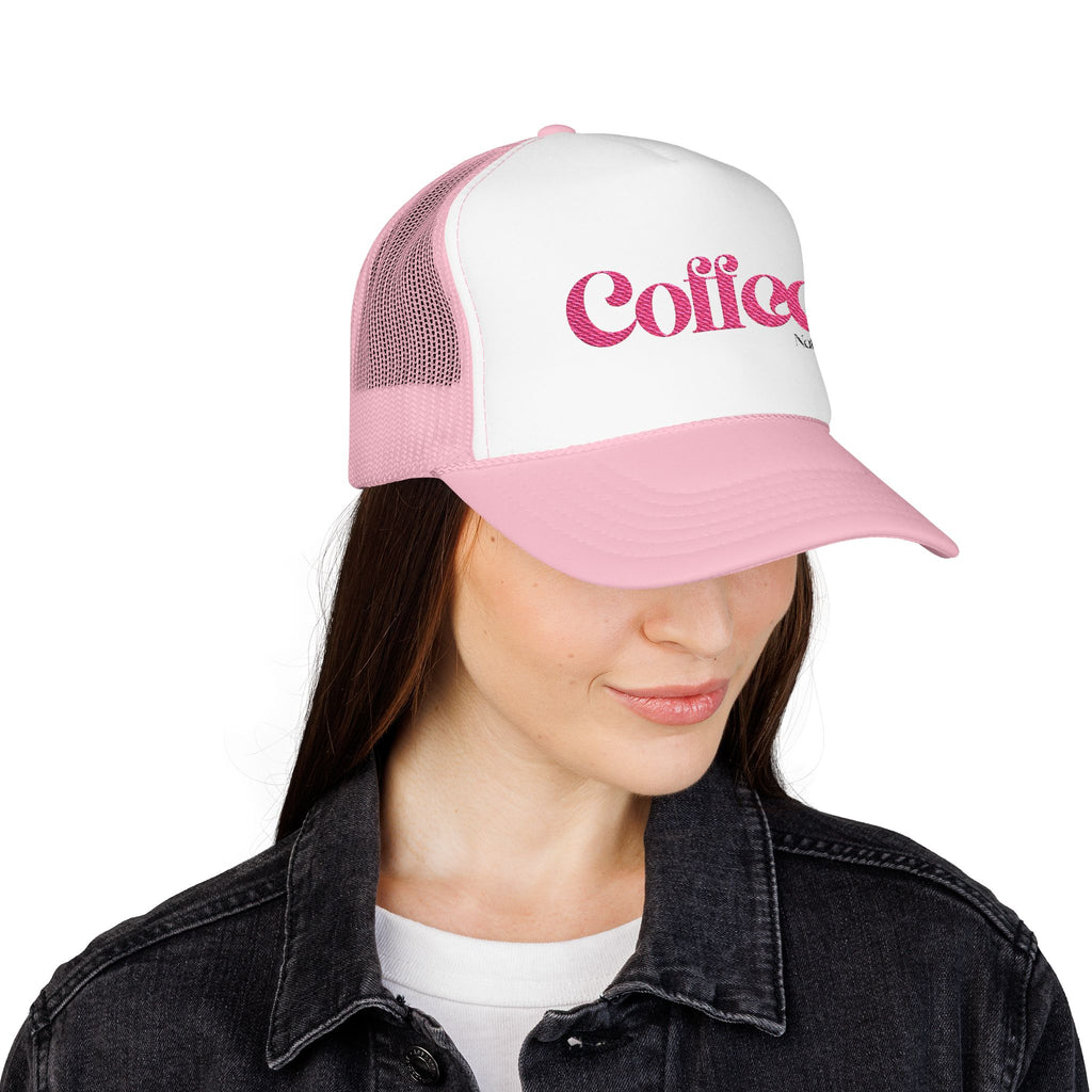 Coffee Text Embroidered Snapback Trucker Hat