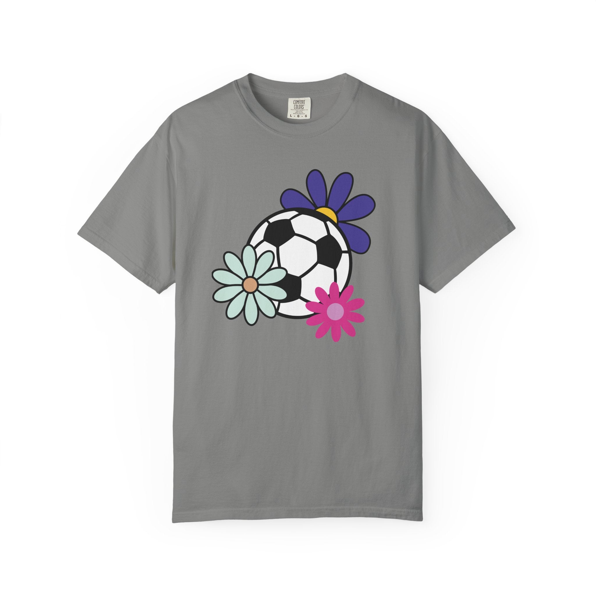 Groovy Flower Soccer Unisex Short Sleeve Cotton Comfort Colors Causal Sportswear T-Shirt, Summer, Sports, Bright