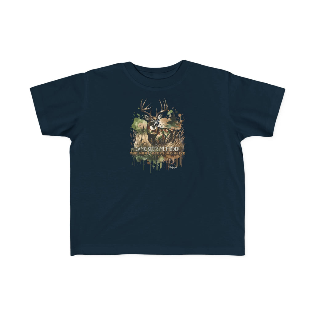Toddler Camo Keeps Me Hidden T-Shirt – Deer Hunting Graphic Tee for Toddlers | Natty J’s Outdoor Apparel