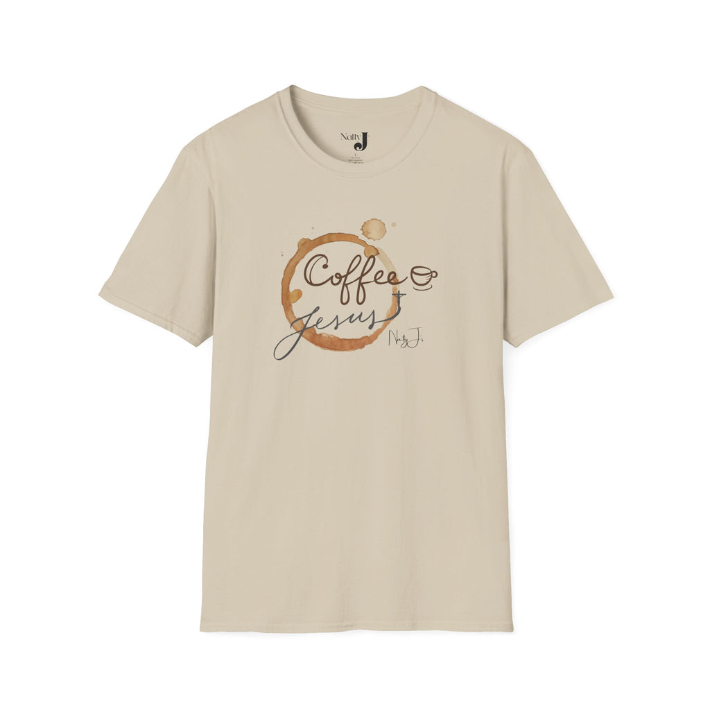 Coffee & Jesus Unisex Softstyle T-Shirt, Inspirational Tee, Christian Apparel, Coffee Lover Gift, Everyday Casual Wear