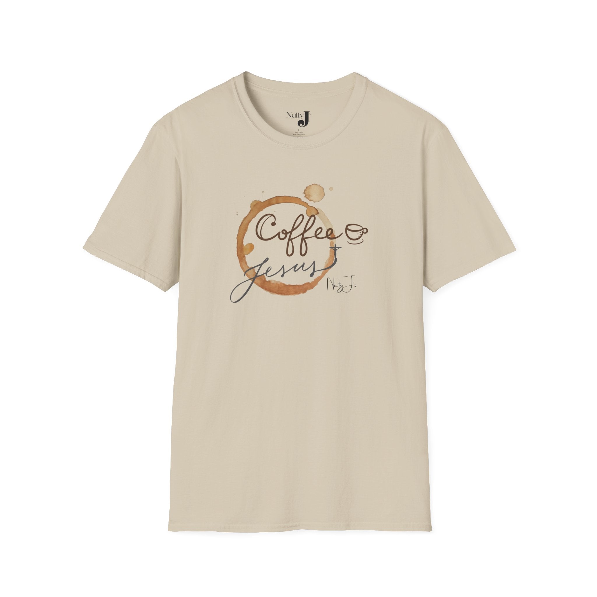 Coffee & Jesus Unisex Softstyle T-Shirt, Inspirational Tee, Christian Apparel, Coffee Lover Gift, Everyday Casual Wear