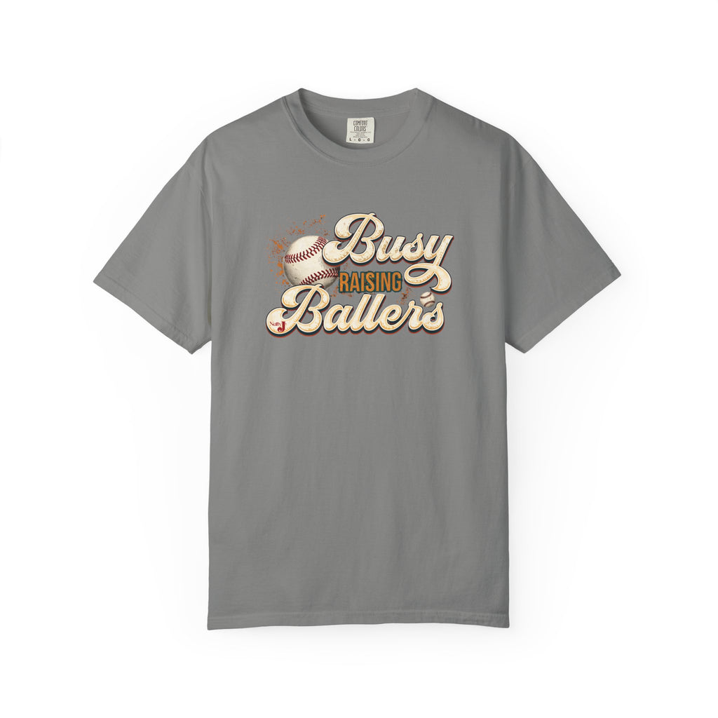Busy Raising Ballers Baseball Mom T-Shirt – Soft Graphic Tee for Baseball Moms | Natty J’s Apparel