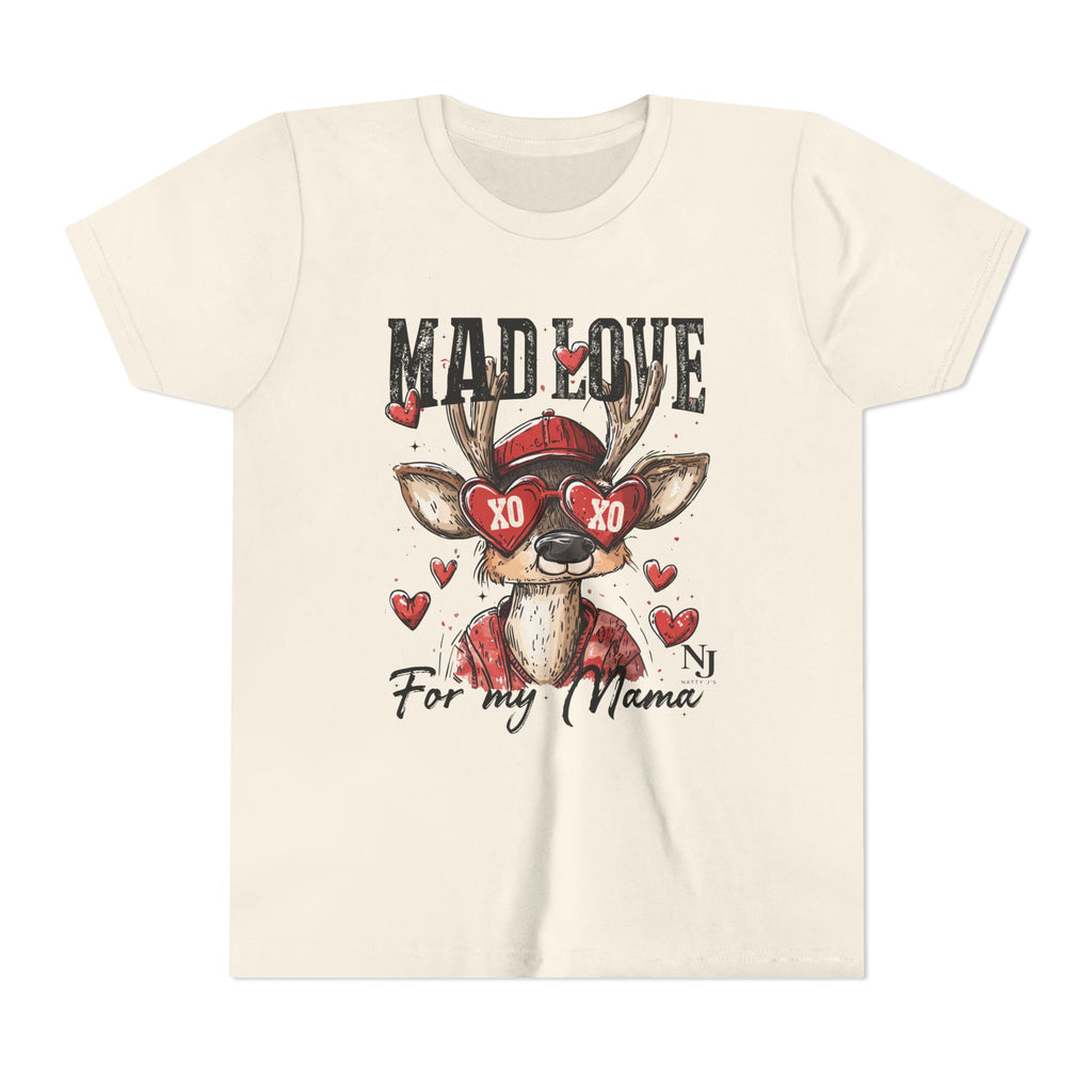 “Mad Love for My Mama” Kids Valentine Shirt – Cute Deer Heart Graphic Toddler & Youth Tee