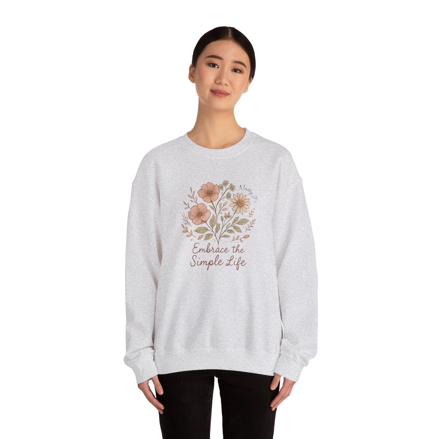 Embrace the Simple Life Sweatshirt – Floral Cottagecore Crewneck Pullover | Natty J’s Cozy Boutique Apparel