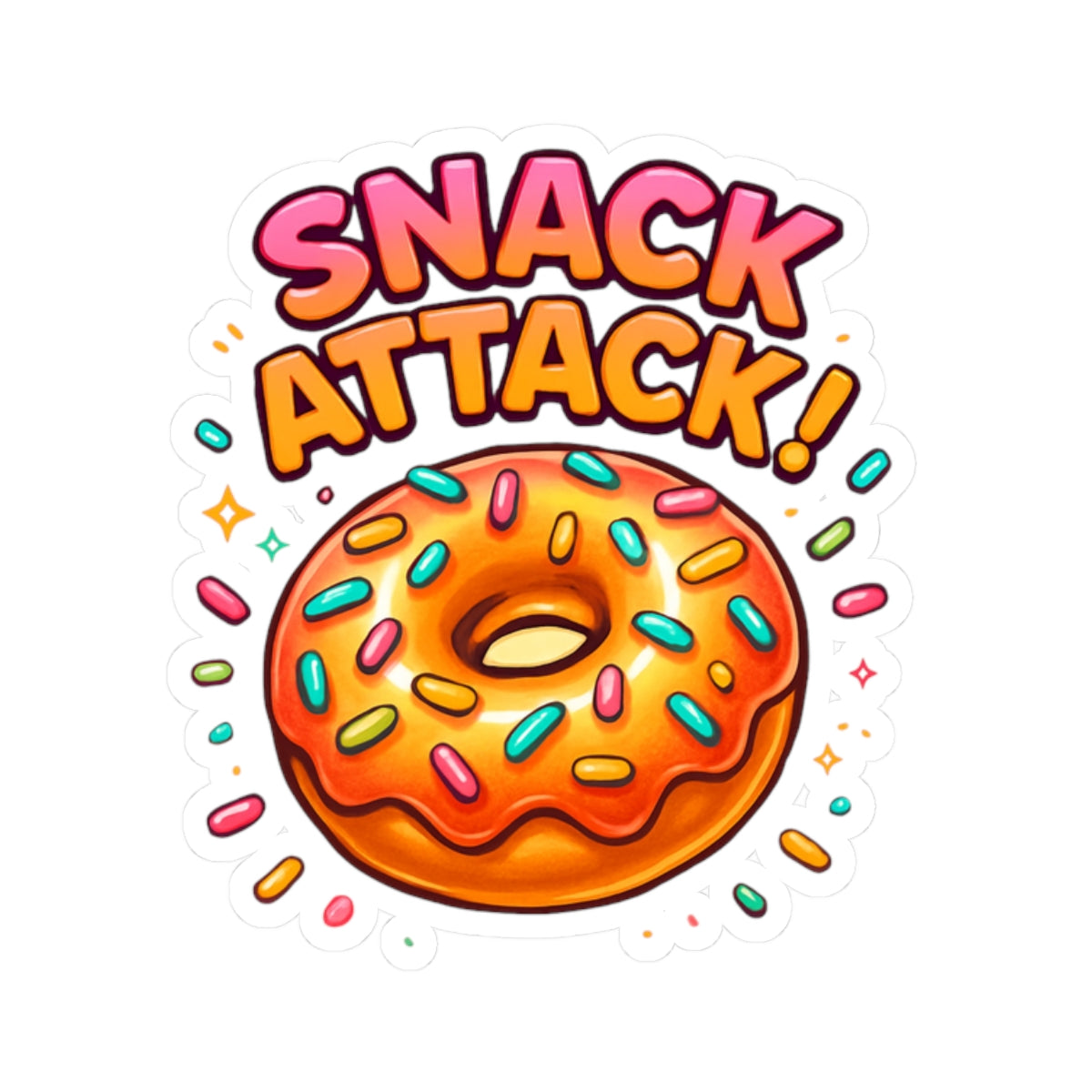 Snack Attack Donut Sticker – Cute Sprinkle Donut Vinyl Sticker | Fun Food Sticker by Natty J’s