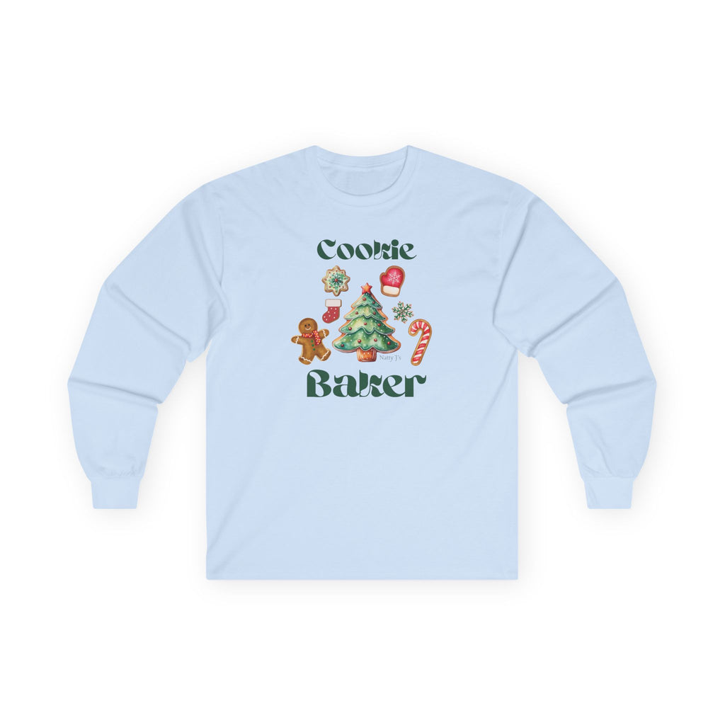 Cookie Baker Long Sleeve Tee, Festive Holiday Apparel, Gift for Bakers, Christmas Shirt, Cozy Winter Wear, Baking Gift
