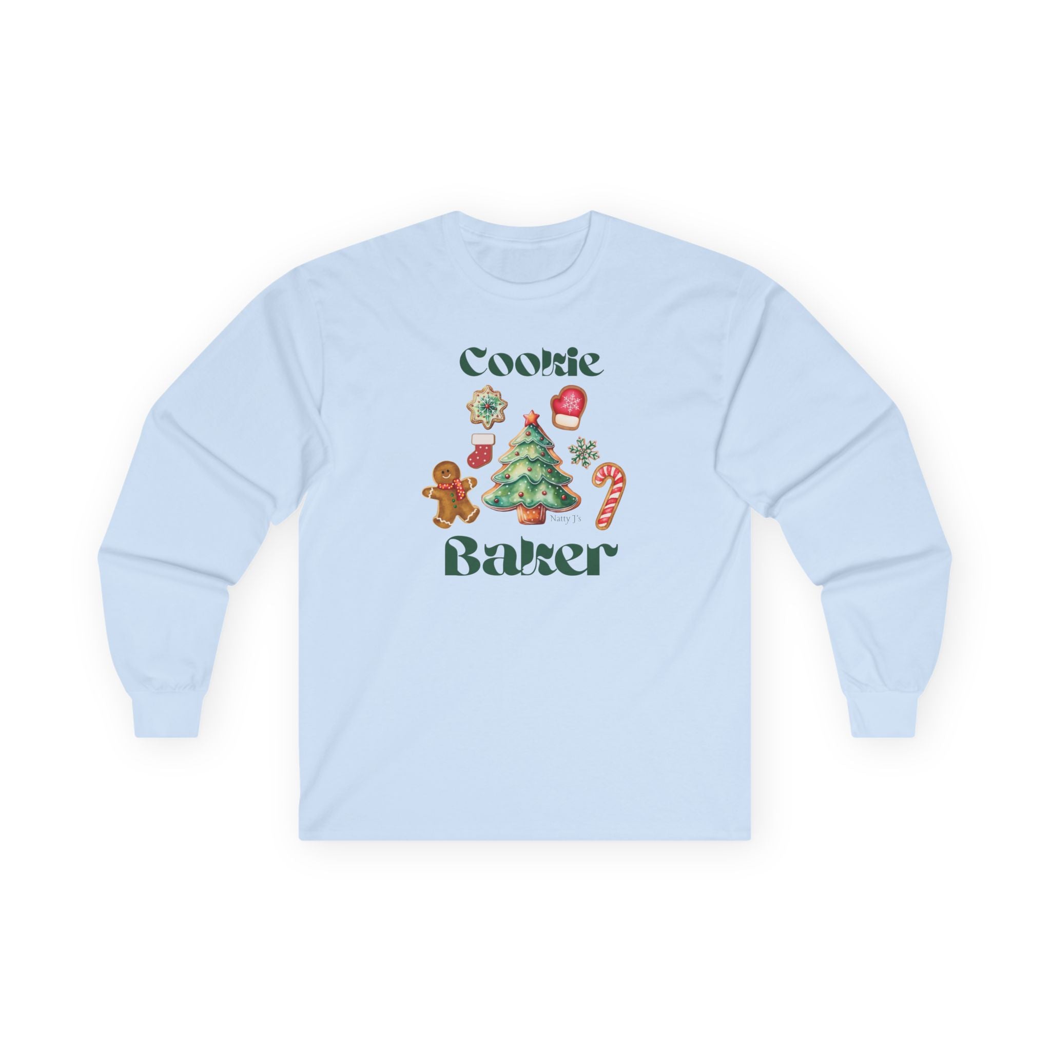 Cookie Baker Long Sleeve Tee, Festive Holiday Apparel, Gift for Bakers, Christmas Shirt, Cozy Winter Wear, Baking Gift