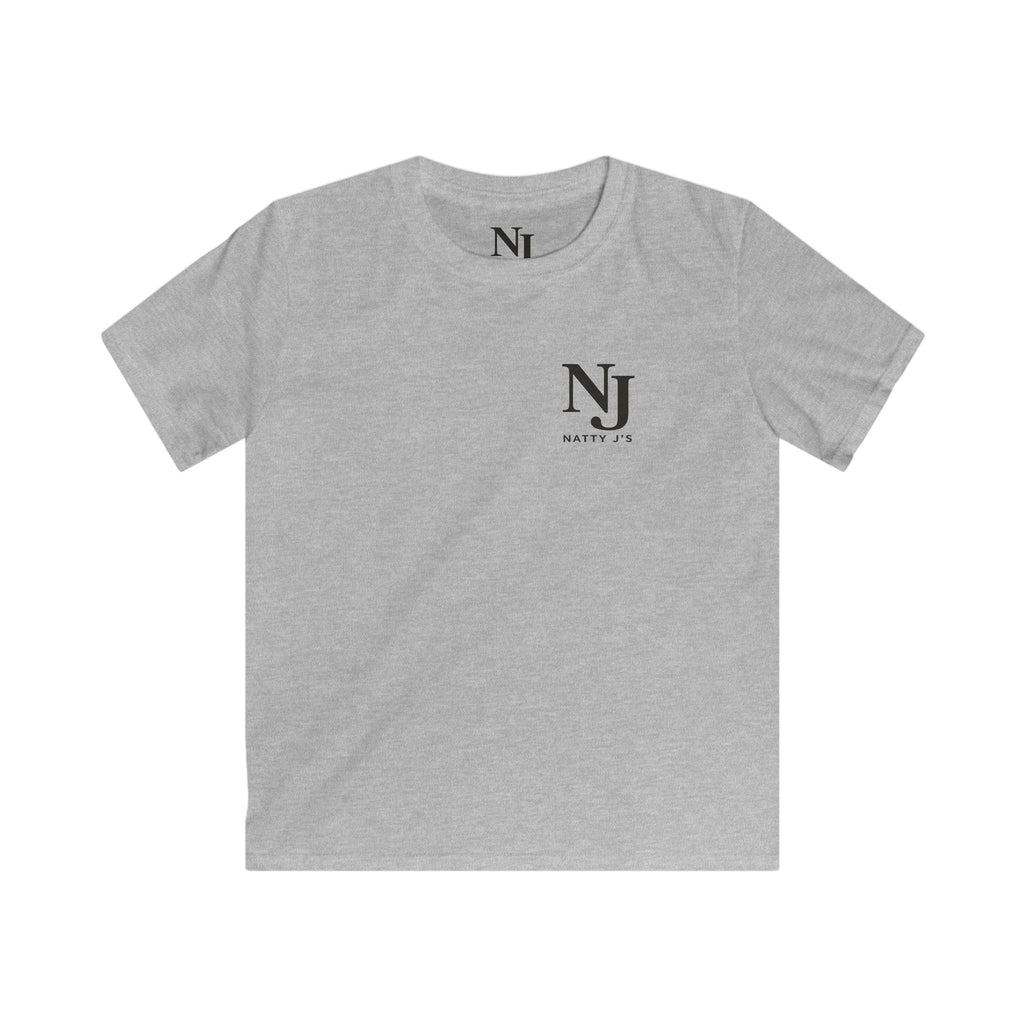 Gray t-shirt with a black 'NJ NattyJ's' left Chest logo on a white background