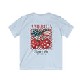 Light Blue youth patriotic cherry shirt with American flag bow and red white blue design on light blue t-shirt
kids 4th of July shirt with cherries and American flag graphic
America cherry youth t-shirt patriotic summer outfit for kids
red white blue cherry graphic tee for kids independence day shirt
trendy patriotic kids shirt with vintage cherry design Featuring NattyJ's Apparel