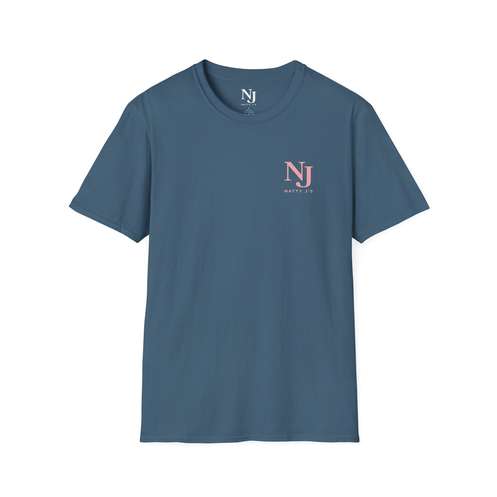 Blue (Indigo Blue)  t-shirt with 'NJ NattyJ's' front left chest Logo
