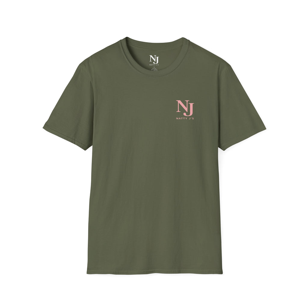 Green (Military Green) t-shirt with a 'NJ NattyJ's' Left Chest logo on a white background