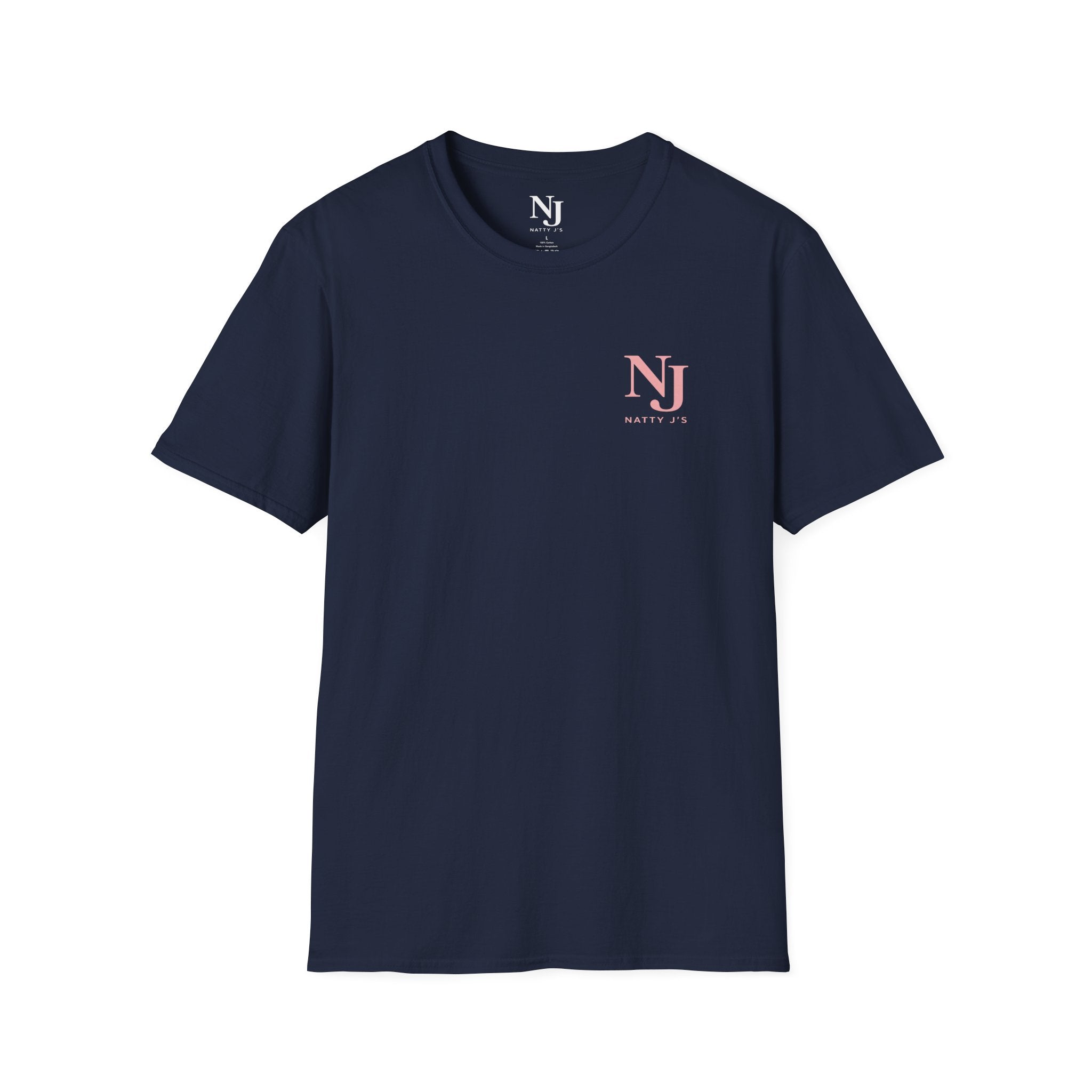 Navy Blue t-shirt with a "NJ NattyJ's' left chest logo