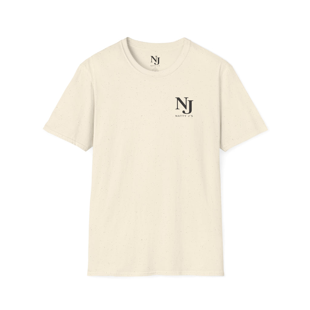 Beige t-shirt with a 'NJ NattyJ's' Left Chest logo