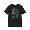 Black t-shirt with a deer Flag silhouette design Featuring "NattyJ's Apparel' Branding