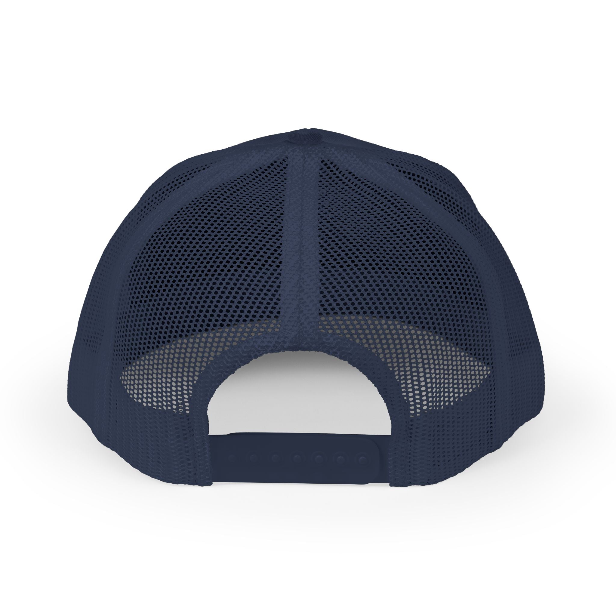 Navy blue mesh cap on a white background